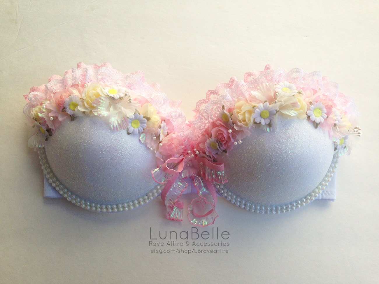 fairy floral rave bra // daisies // pearls // glitter