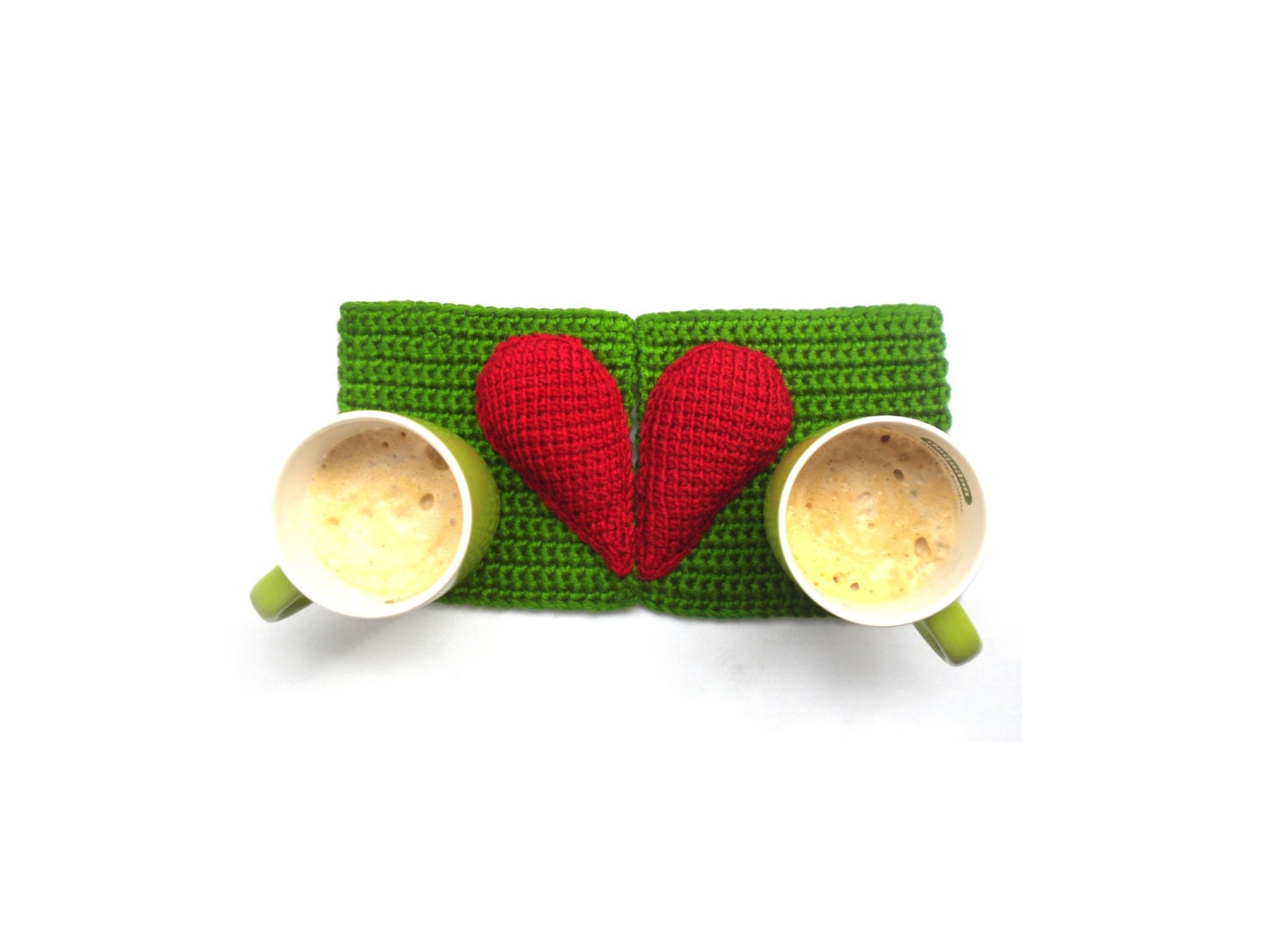Pippi's BFF Coasters, Set of Two, with Stuffed Heart Halves, for Her, for Him, Christmas, for Mom, Dad, Son, Daughter, for Home