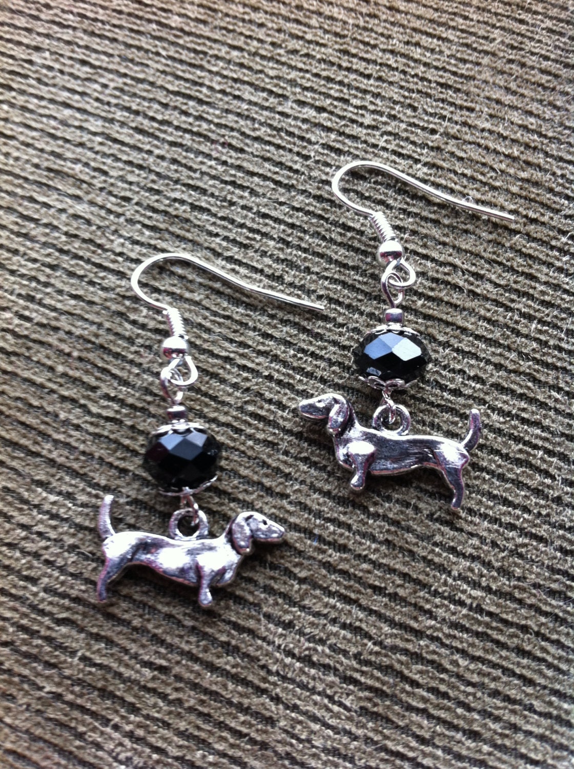 Doxie Dangle Earrings With Black Crystal or Choose A Color