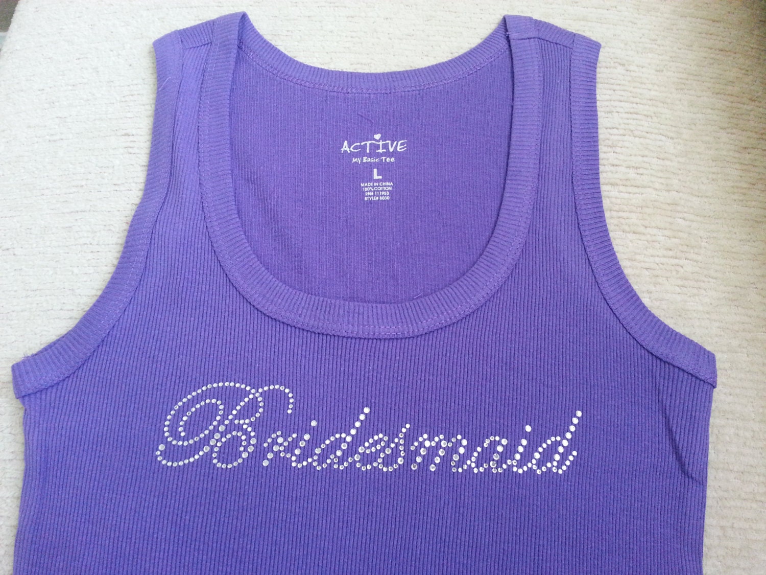 CLEARANCE Bridesmaid Tank Top. Bridesmaid Rhinestone Tank Top. CLEARANCE SALE - Large Purple Bridesmaid Tank
