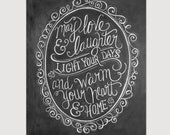 Irish Blessing Art - Hand Lettering - "May Love and Laughter Light Your Days" Chalkboard Art - 11x14 Print - Chalk Art