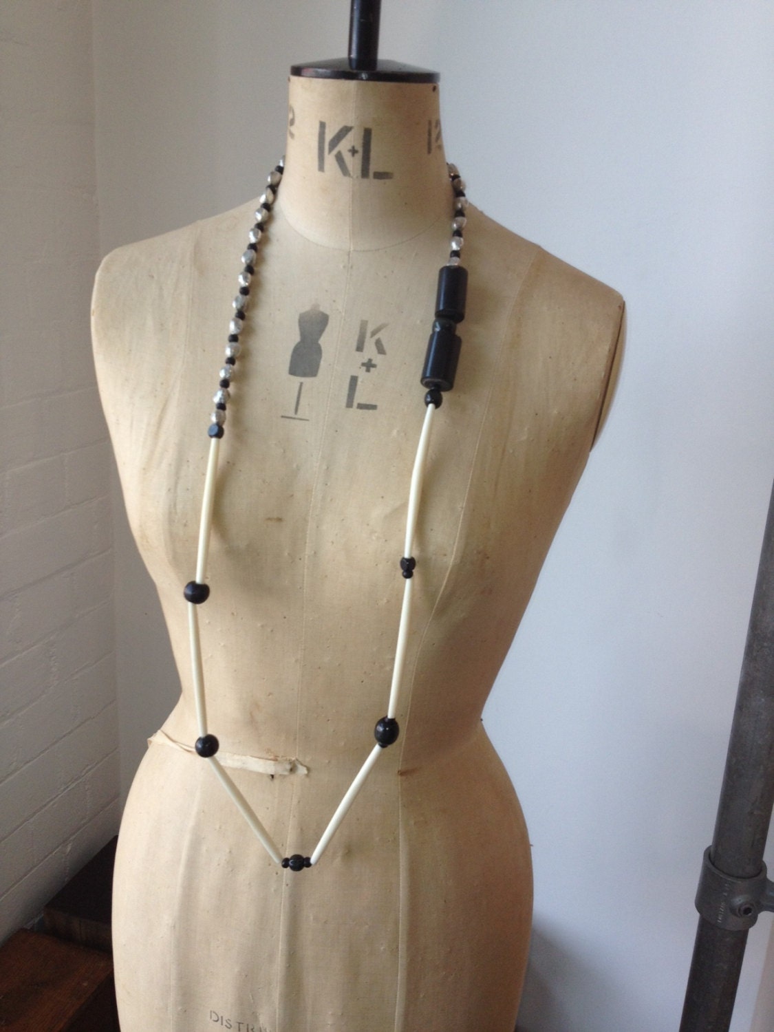Black and White beaded necklace Mother Africa
