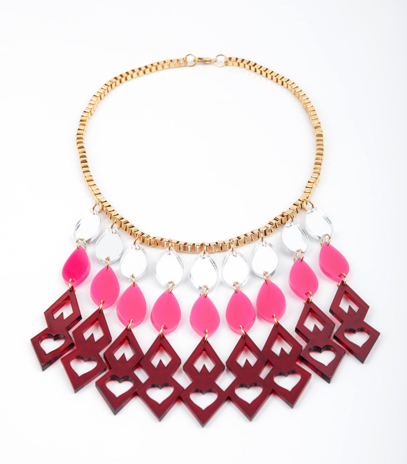 pink acrylic statement necklace