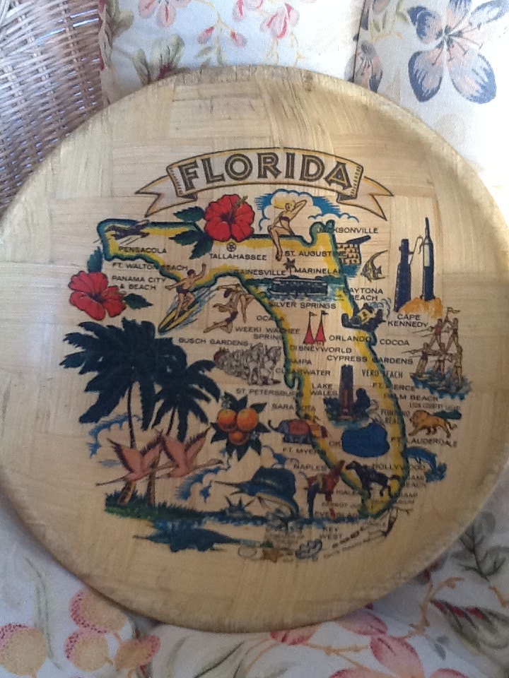 Vintage Florida Souvenir Bamboo Florida Bowl Collectible "SALE"