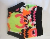 Fleece shorties soaker cloth diaper cover size medium-Neon monsters with black openings
