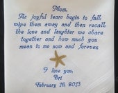 Personalized Wedding Handkerchief for your Mom with a free gift box. Makes a Great Wedding Gift.