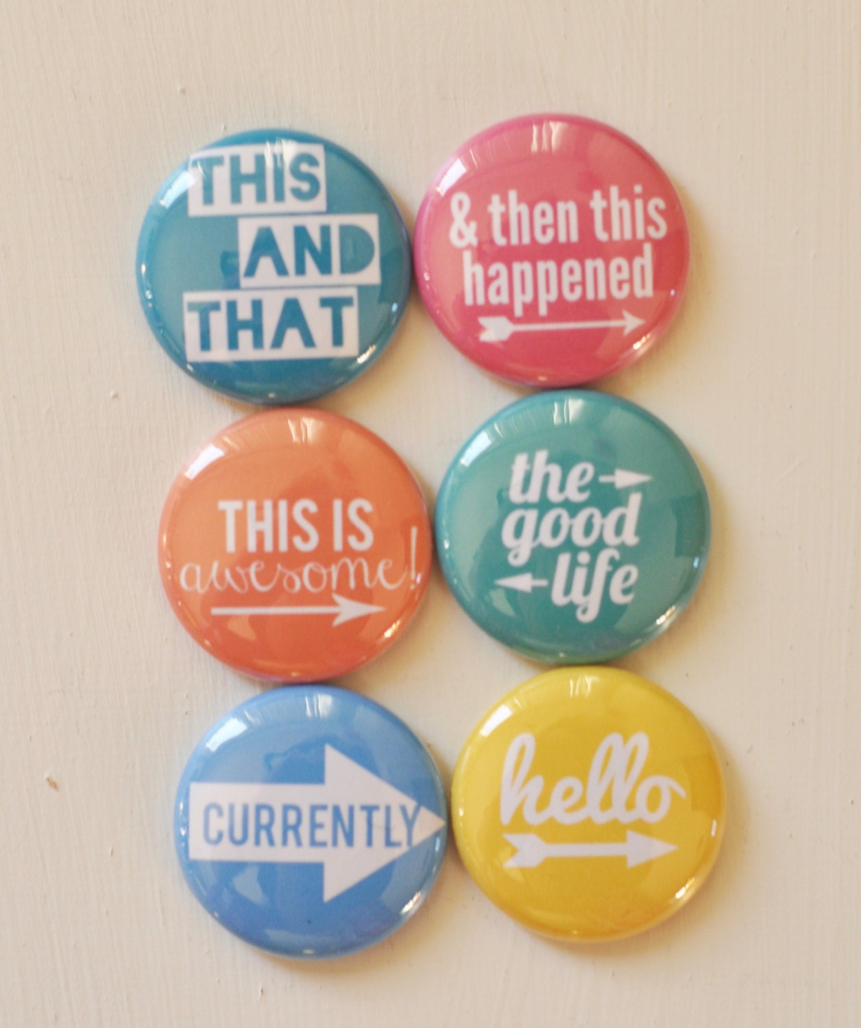 Set of 6 Phrases & Arrows V2.0 Flair Craft Badges Pins