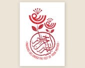 Bismillah Flowers, "Paradise lies under the feet of Your Mother" Islamic Art Print