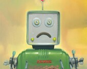 November Has Come / Small / Cute Pop Surrealism Robot Original Art Giclee Print on Paper 8 x 8"
