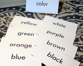 Colors: Set of 15 Vintage Flash cards, colors, farm, paper ephemera, sight words, mid century school, set 2