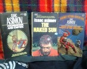 3 Vintage Isaac Asimov Paperback Books.  Classic Sci Fi Book Lot