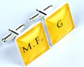 Custom monogram cuff links, Personalized father of the bride wedding date cufflinks, Wedding cuff links, groom gift, groomsmen gift