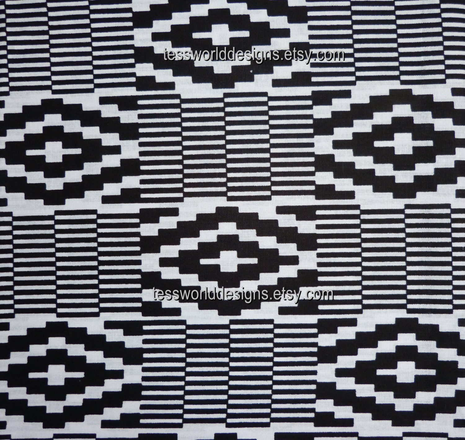 African fabric,No. FK026A, Kente fabric, Kente Cloth, Black and White, Cotton Print, Supplies,  Accessories. Per Fat Quarter.