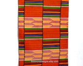 Fabric  Kente cloth  orange African Fabric  Kente print   Ghana fabric  Per Fat Quarter  Supplies  No. KF027A