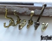 6 Misfit Vintage Coat Hooks Double Wall Hangers Rack Towel Hook Metal Hardware