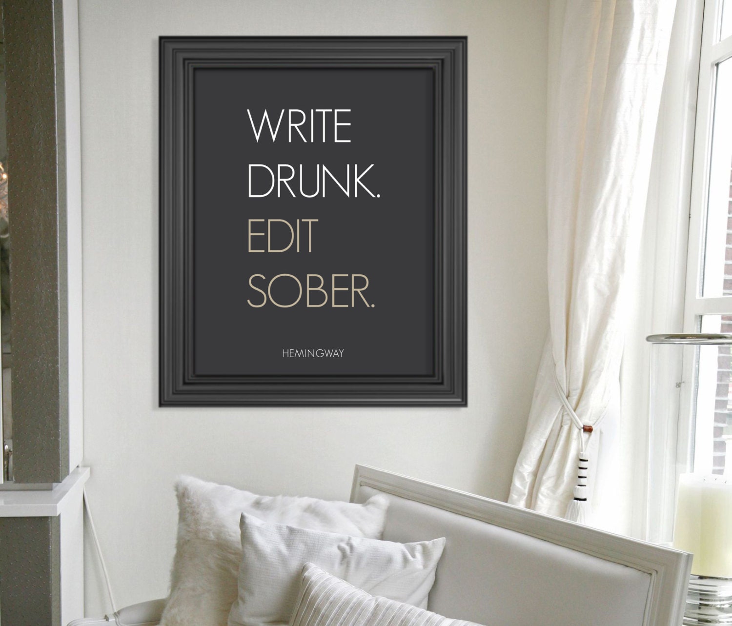 Write Drunk Edit Sober Ernest Hemingway Quote Art Print // Typographical Poster // Modern Dorm Room Decor - HARVEYGREY