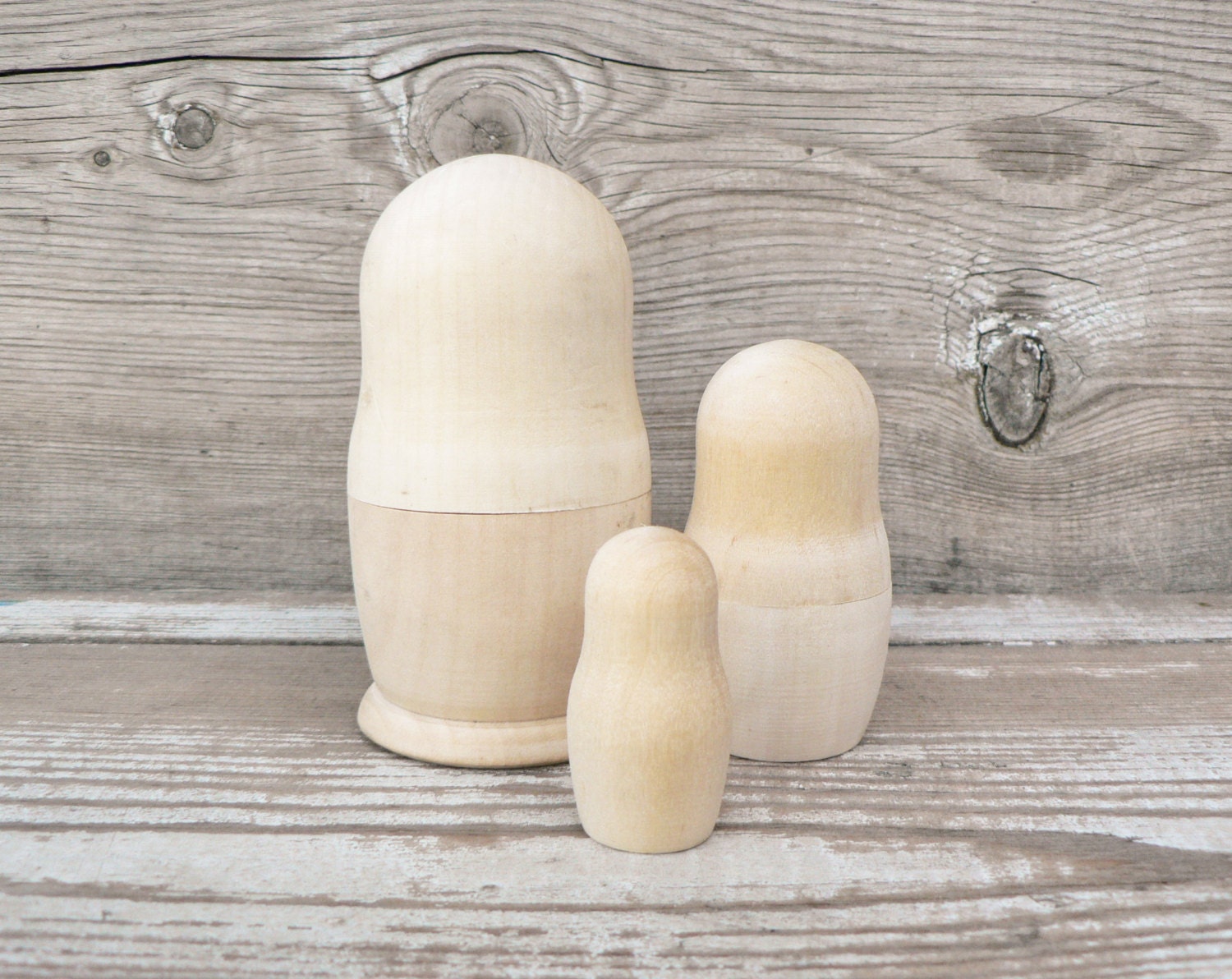 Unfinished Wooden dolls (matrioshka) 3 in 1 natural eco friendly