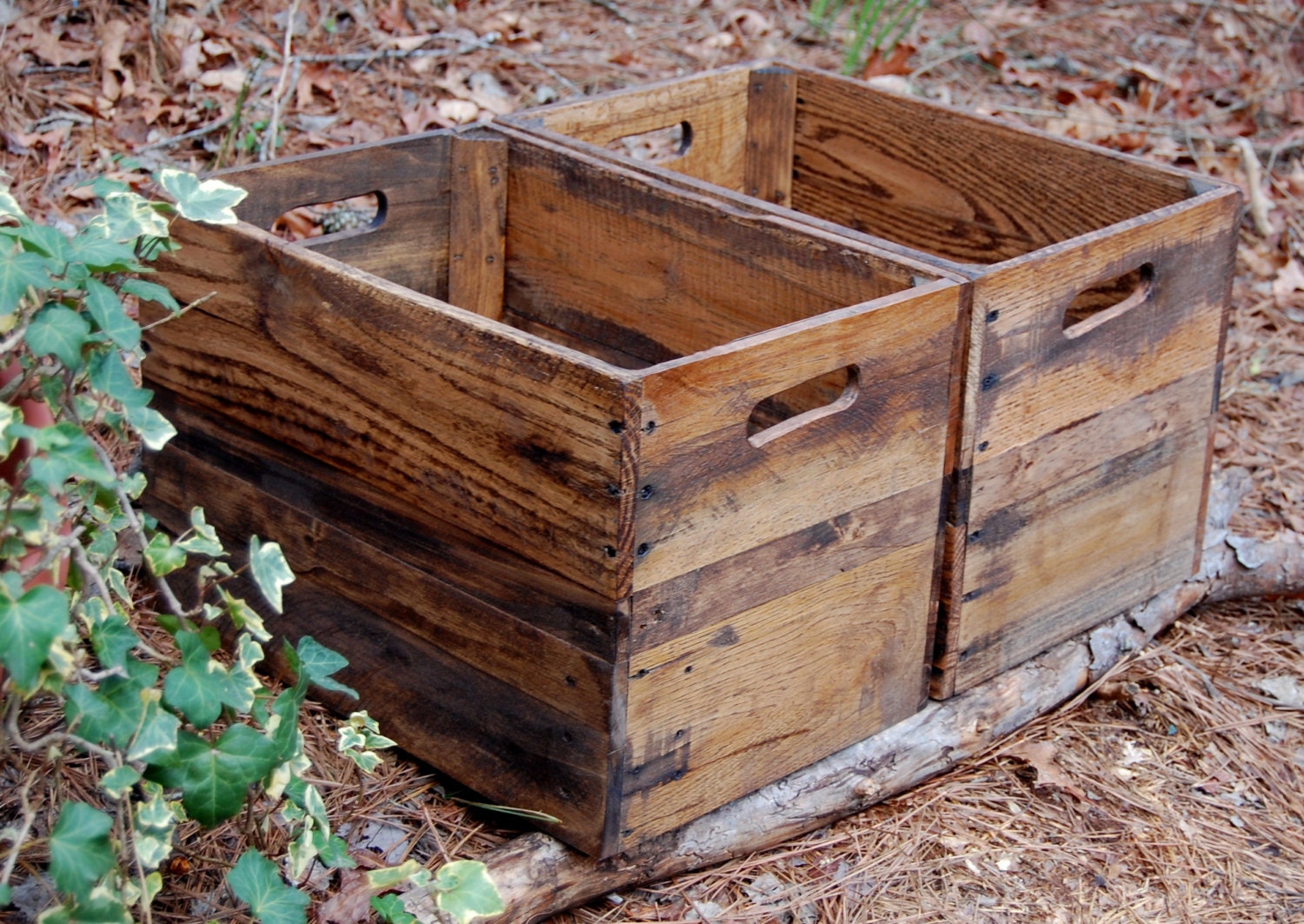Set of Medium Provincial Wooden Crates from Reclaimed Wood/ Vintage Style Apple Crates /Rustic Crate