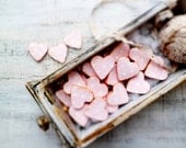 Set of 150 rustic wedding favors heart magnets cottage chic guest favors shabby chic bridal shower pink gold creamy white polka dot