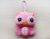 Owl Felt Keychain - cute accessories -  Kawaii -Pink owl plush - READY TO SHIP