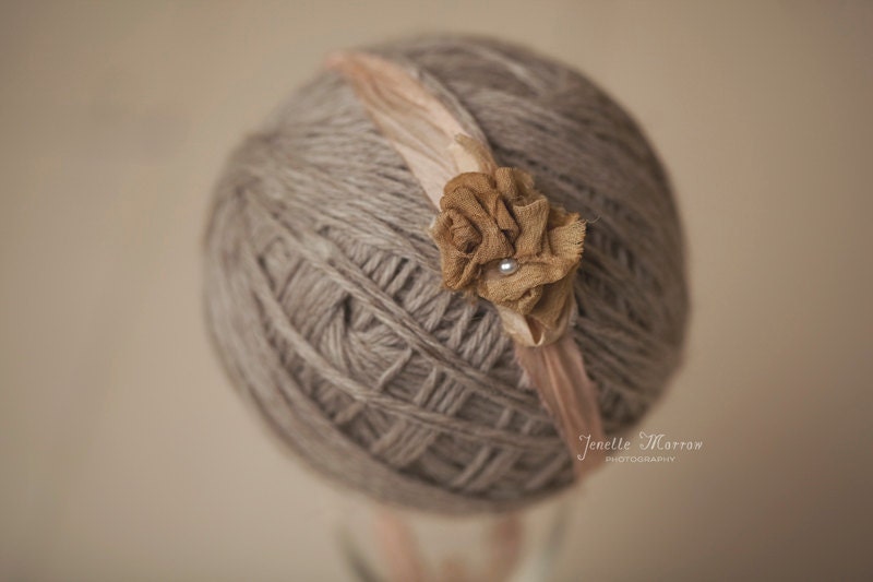 Pink & Gold Flower Tieback Headband Photography Prop