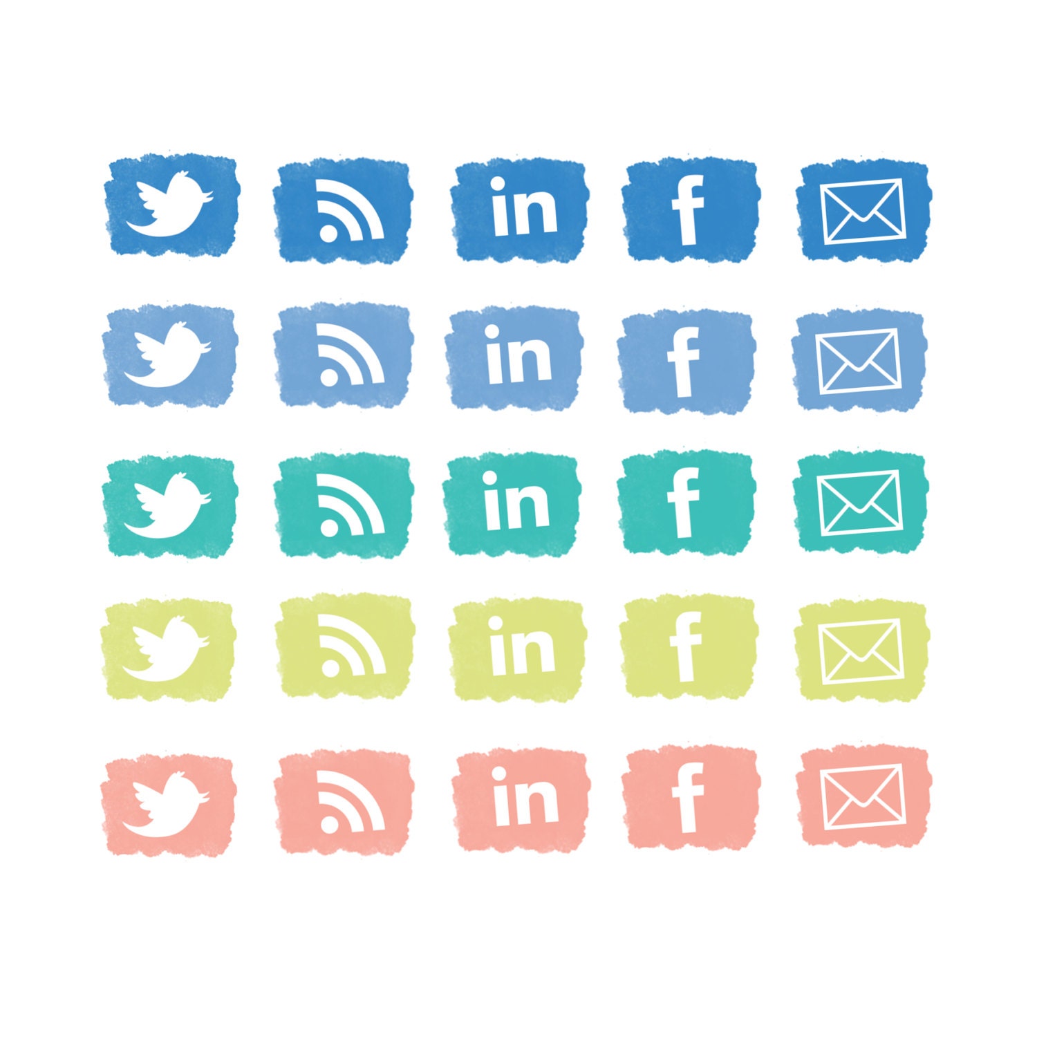 Digital Social Media Icons // Paint Set 3 // 25 pieces // 300 DPI // Instant Download Il_170x135