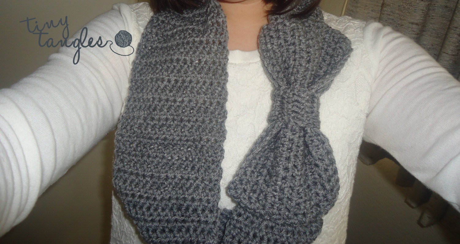 Grey Bow Infinity Scarf