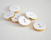 Ivory and gold - ceramic buttons - ceramic supply - set of 6 - knitting crochet supply - craft project scrapbooking button Esty UK