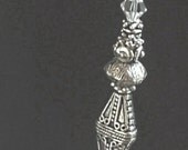 Balinese SIlver Milk Glass Bookmark or Decorative Ceiling Fan Pull Chain