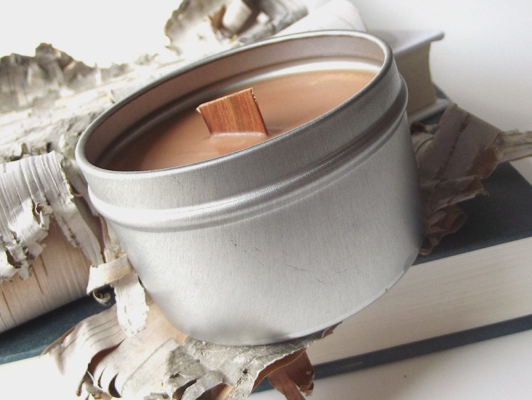 BACON scented Soy Candle Tin - Wood Wick Soy Candle -- 8 ounce Tin