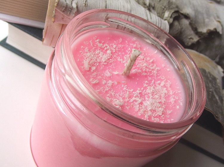 Pink Sugar scented Soy Candle - Fluorescent Soy Candle -- 8 ounce Jar