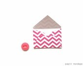 10 Hot Pink Chevorn Mini Envelopes-- Wedding Reception, Special Notes, Party Favors, Scrapbook Delights