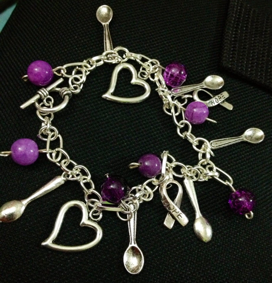 Purple Spoon Charm Bracelet