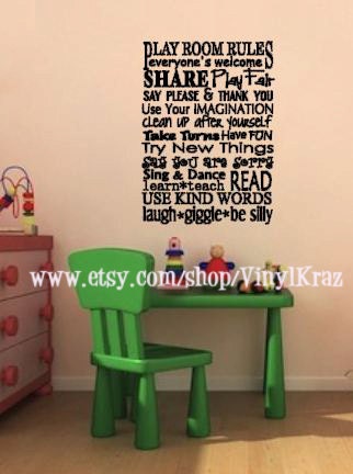 PlayRoom Rules Vinyl Wall Decal