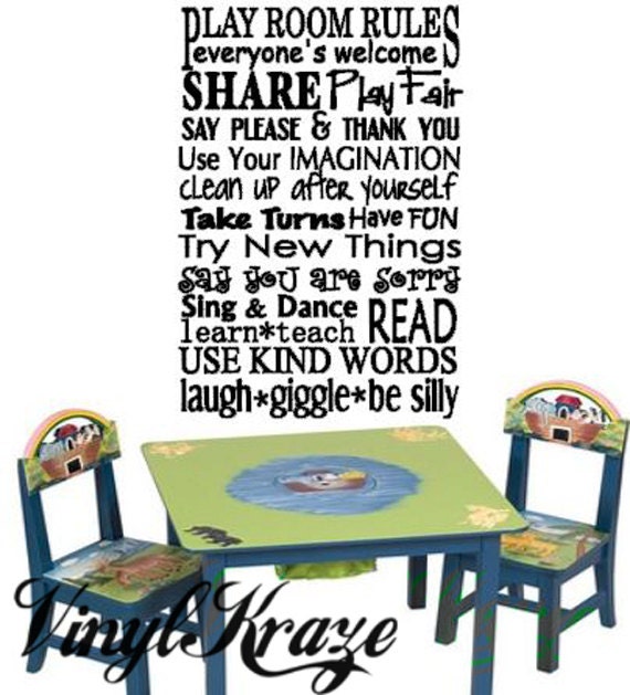 Large Playroom Rules Decal