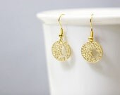 Bird Silhouette Dangle Earrings, Matte Gold Plated, Simple, Everyday, Minimalist, Wedding Jewelry, Bridal Jewelry, Custom Orders Welcome