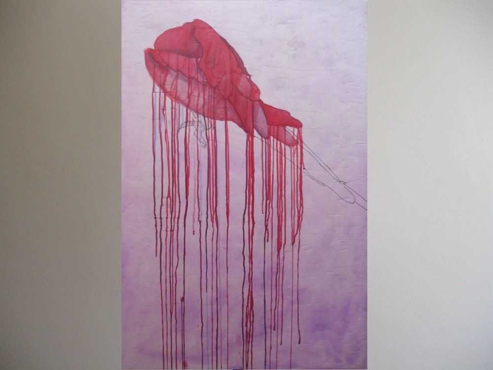 Large Original parrot art sale, red parrot painting, Modern art on canvas by Ricardo Machado  (47.2 x 31.5 inches)