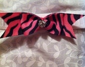Dog Headband Pink Zebra Bow