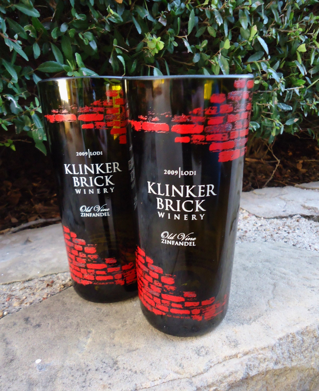 Recycled Wine Bottle Glasses Klinker Brick Winery Zinfandel Set of 2