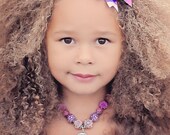 Pink & Purple Princess Crown Over the Top Hair Bow Glitter Grosgrain Satin Ribbon