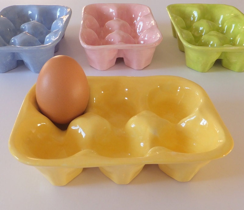 Egg tray ceramic yellow egg crate box baking pottery kitchenware