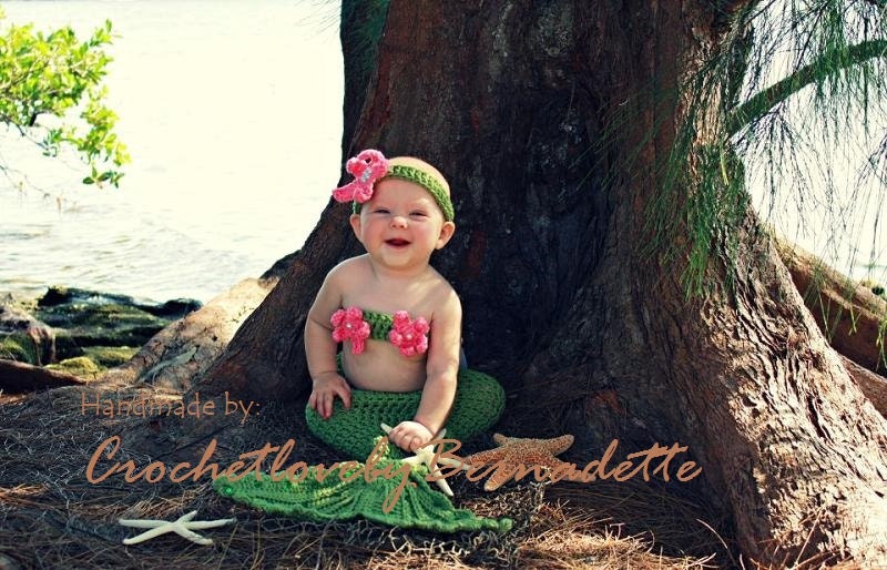 Crochet Baby Mermaid Costume Tail Prop Sets made to order
