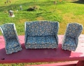 Antique Vintage 1950's Doll House Miniature Furniture Set Lot Chair Couch