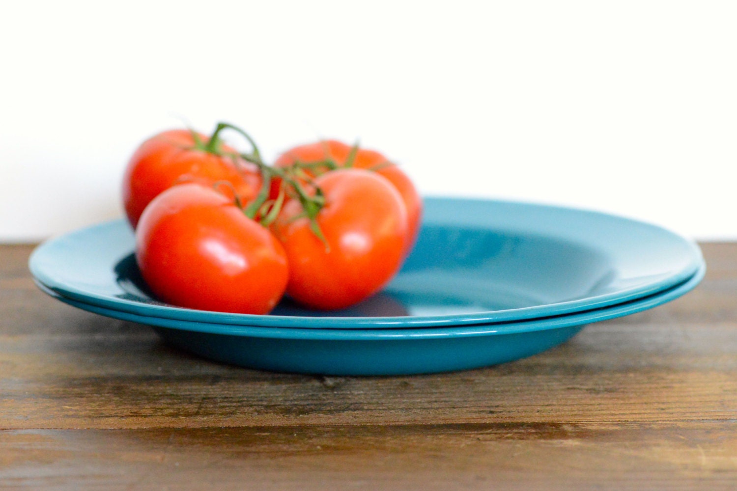 Vintage enamel plates, pair of