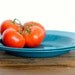 Vintage enamel plates, pair of