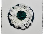 Deep green crochet flower embellishment