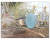 Aqua beach glass ring