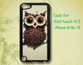 Owl and Coffee - iphone 4 case , iphone 5 case , ipod 5 case ,ipod 4 case, ipod case, ipod touch case