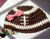Baby Girl Football Crochet Bow Hat