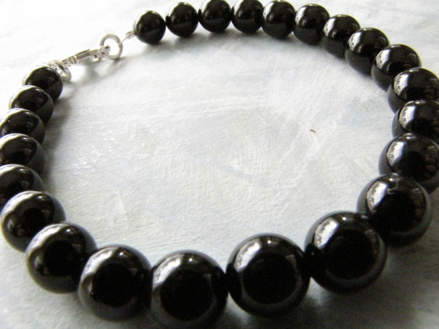 Mens Black Tourmaline Bracelet // 8mm Beaded Bracelet // All Seeing Eye Charm